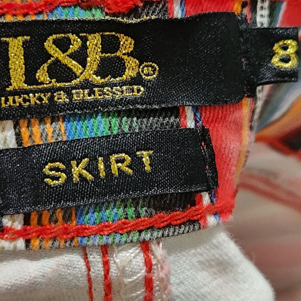 Lucky And Blessed Mini Skirt Size 8 Colorful With Pockets - Picture 11 of 13